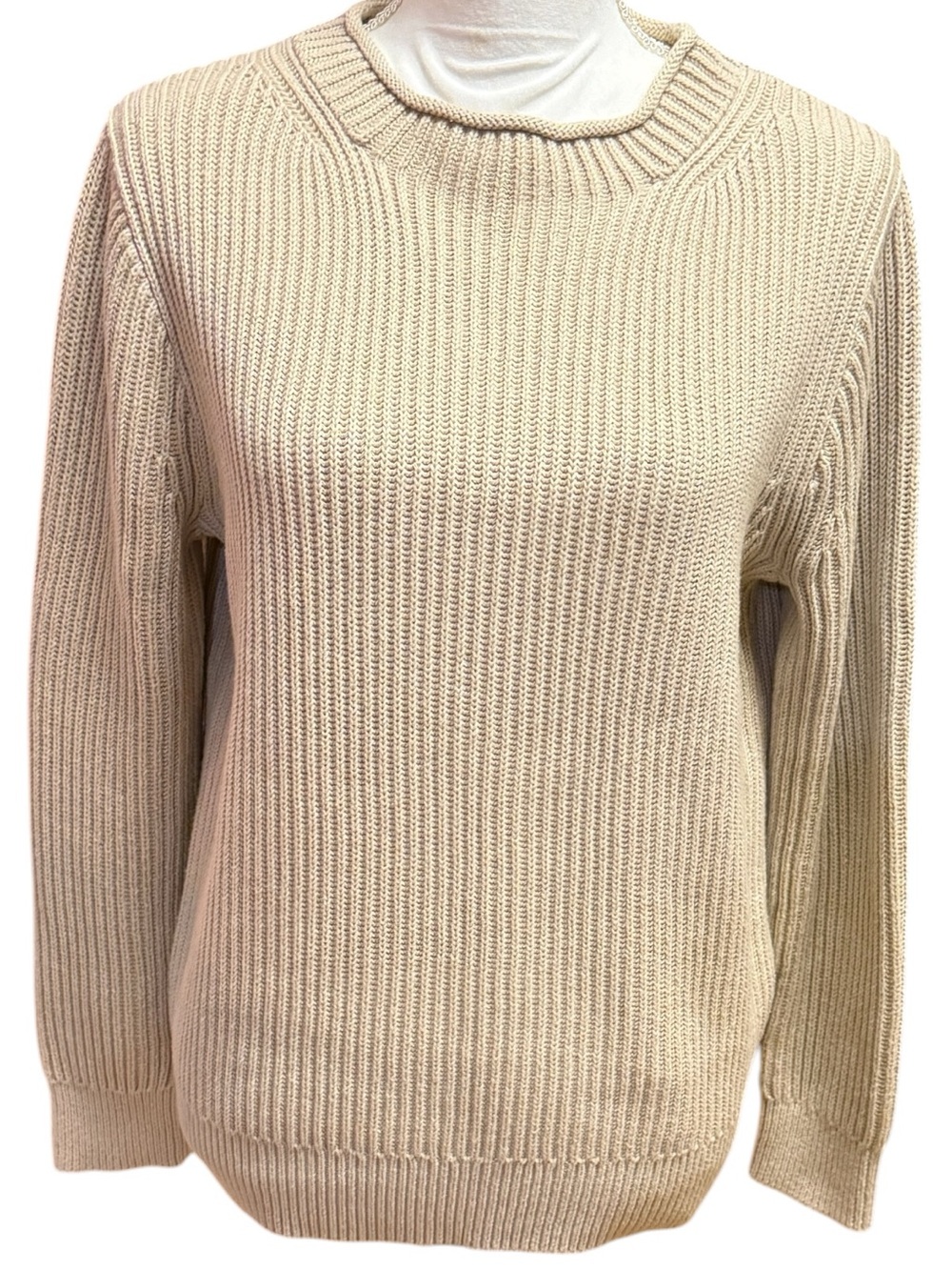 J. Crew Re-Imagined 100% Cotton Rollneck Pullover Sweater Tan Small EUC